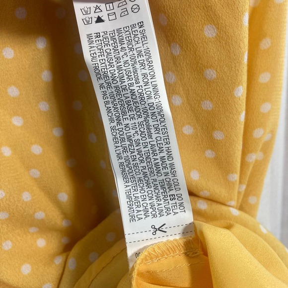 NWT Forever 21 Yellow White Polka Dot Mini Dress Spaghetti Strap Tie Backless S - Picture 10 of 10